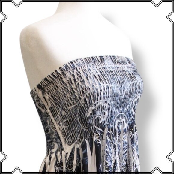 CRISTINALOVE Strapless Smocked Floral Summer Dress - Size M - Picture 6 of 8